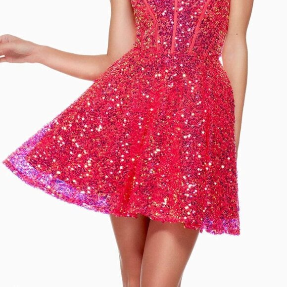 NWT Alyce Paris 3123 Homecoming Dress Sequins Purple Size 2 - Picture 2 of 7